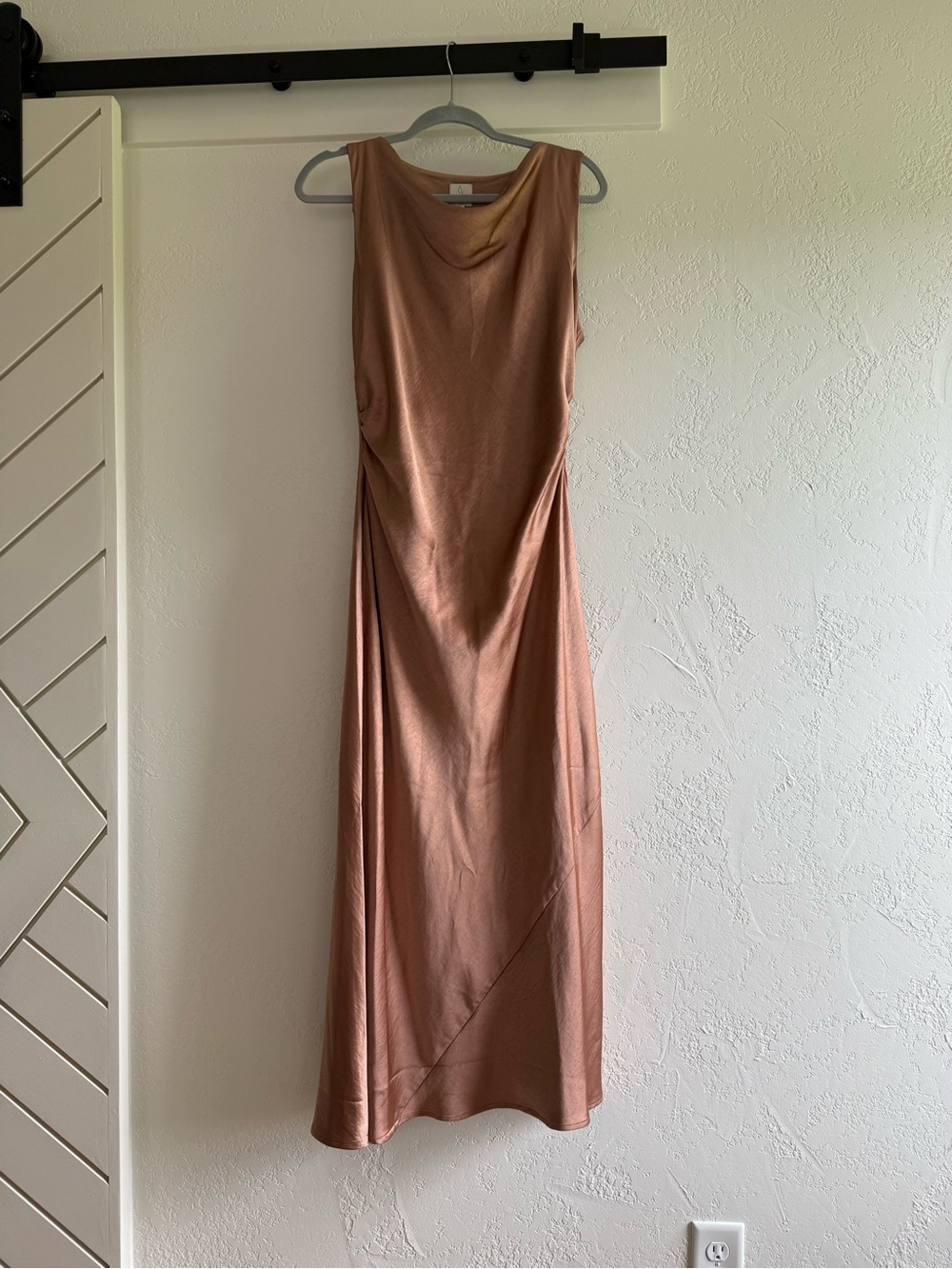 Joie Satin Cowl Maxi Dress in Carmel color Size Large